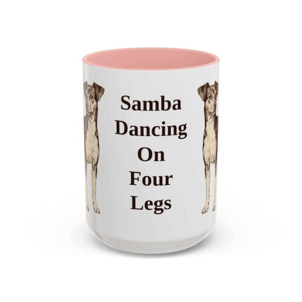 15oz Funny Brazilian Terrier Mug, Pink, front view