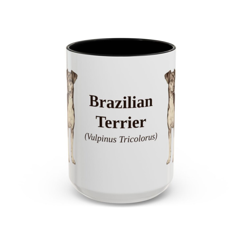 15oz Brazilian Terrier Latin Mug, Black, front view