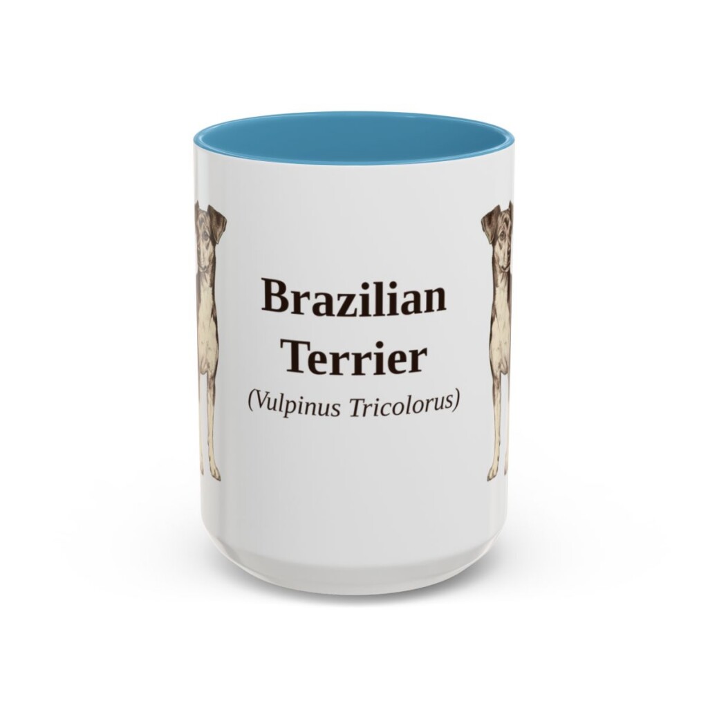 15oz Brazilian Terrier Latin Mug, Light Blue, front view