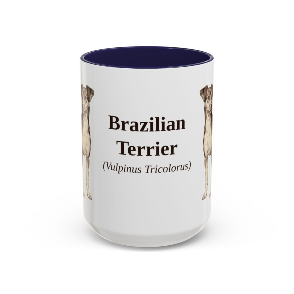 15oz Brazilian Terrier Latin Mug, Navy, front view