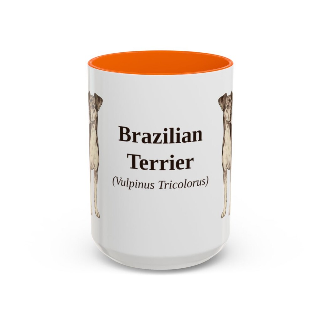 15oz Brazilian Terrier Latin Mug, Orange, front view