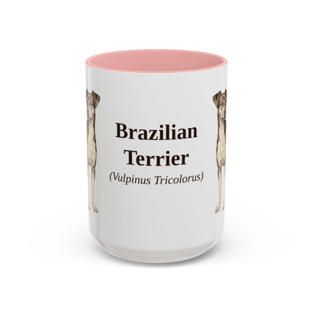 15oz Brazilian Terrier Latin Mug, Pink, front view