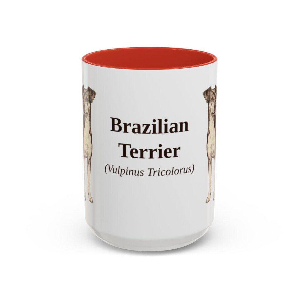 15oz Brazilian Terrier Latin Mug, Red, front view