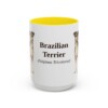15oz Brazilian Terrier Latin Mug, Yellow, front view