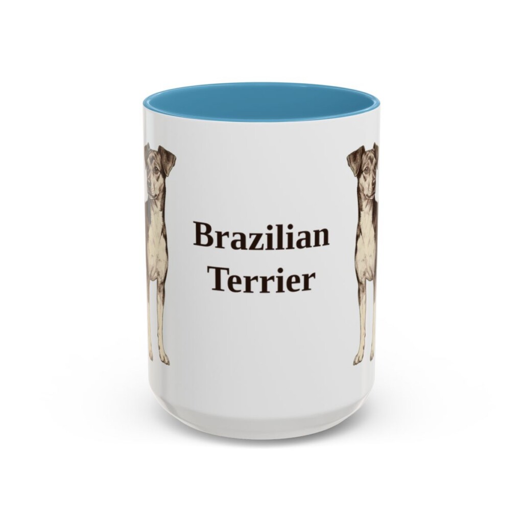 15oz Brazilian Terrier Mug, Light Blue, front view