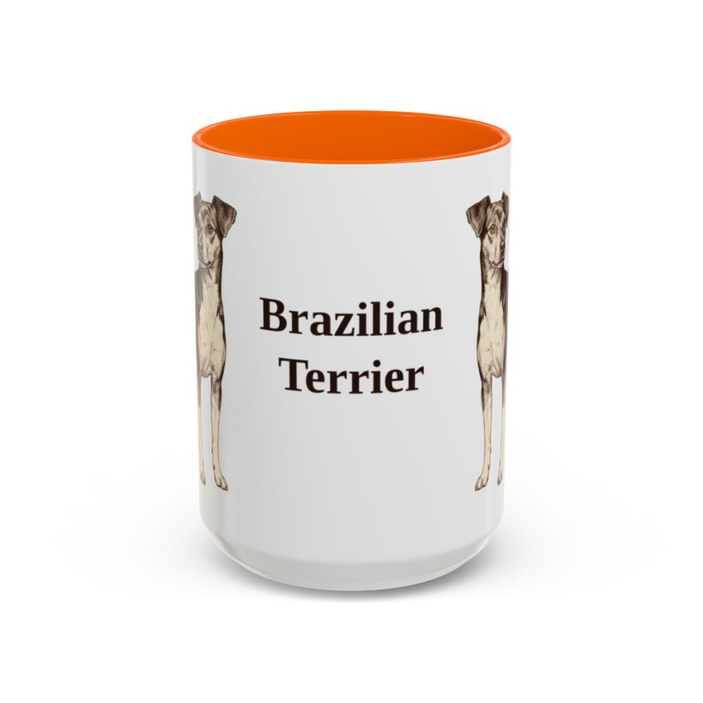 15oz Brazilian Terrier Mug, Orange, front view