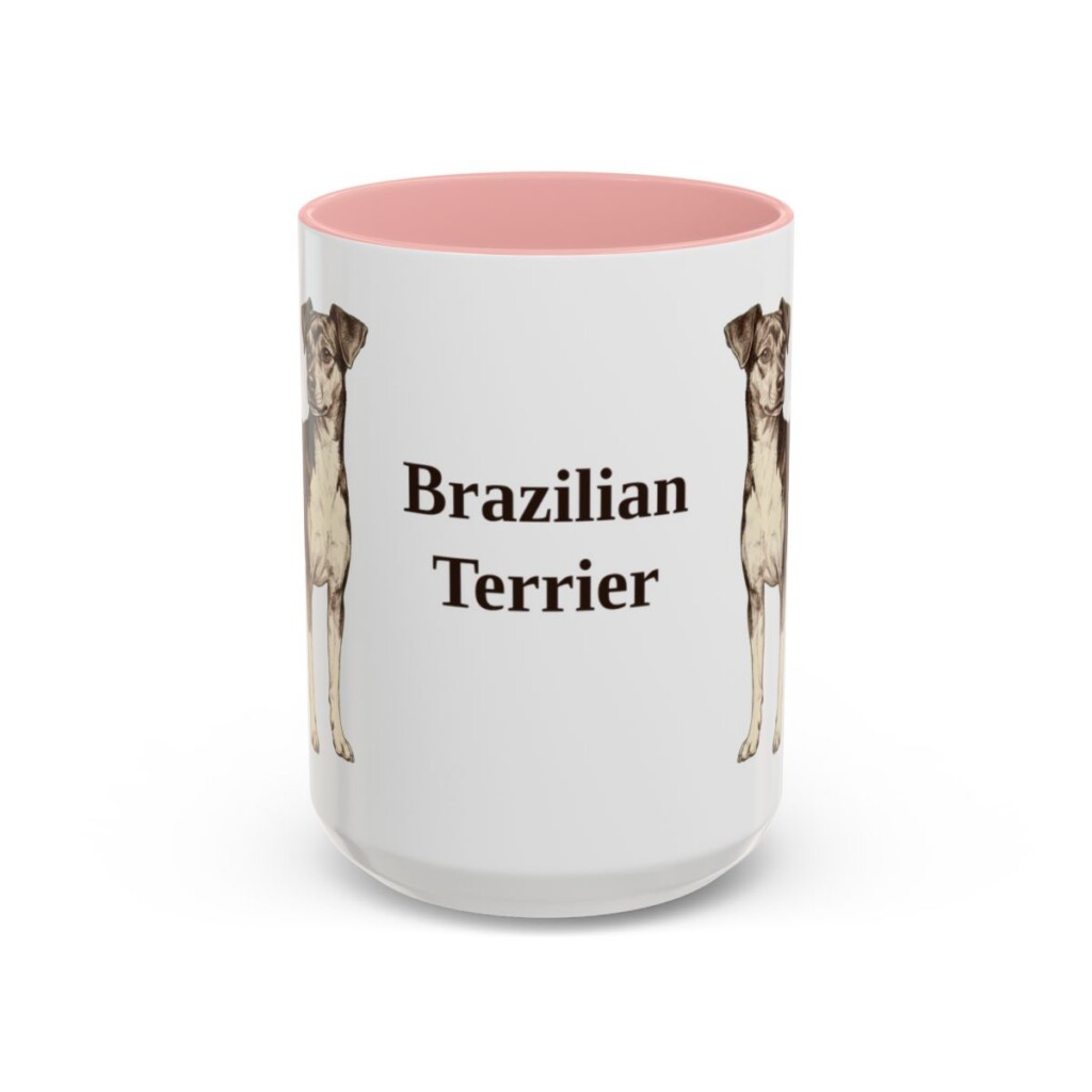 15oz Brazilian Terrier Mug, Pink, front view