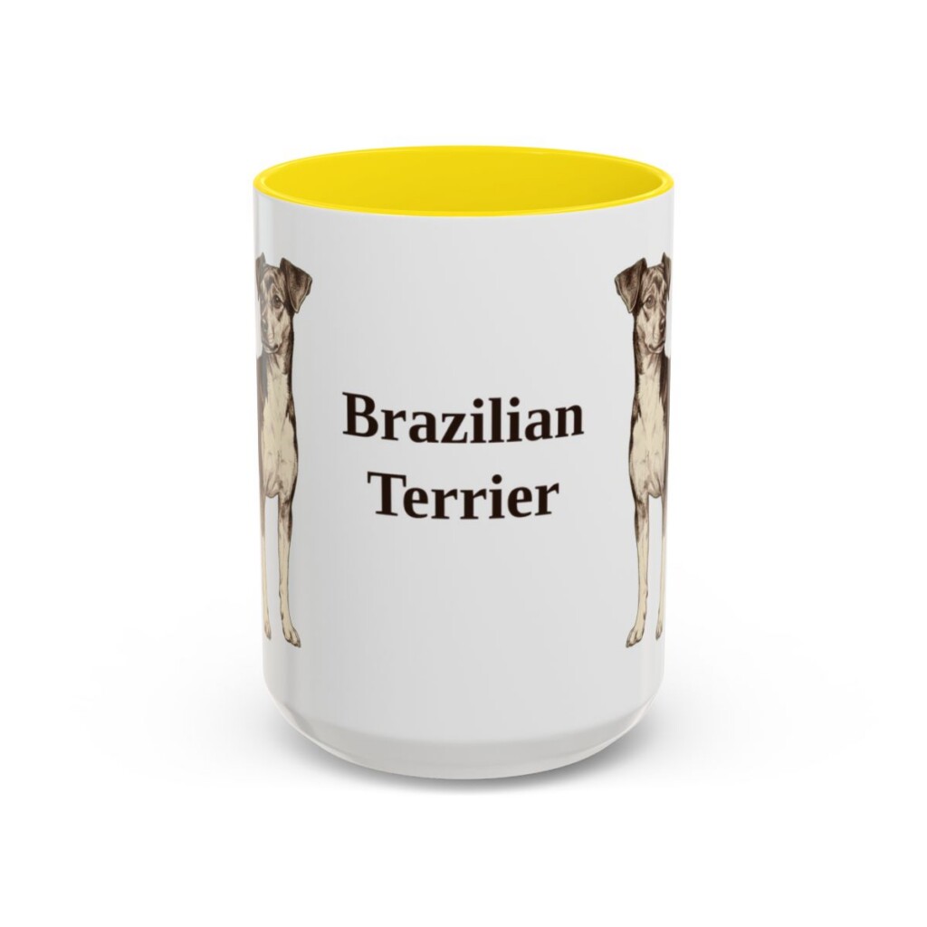 15oz Brazilian Terrier Mug, Yellow, front view
