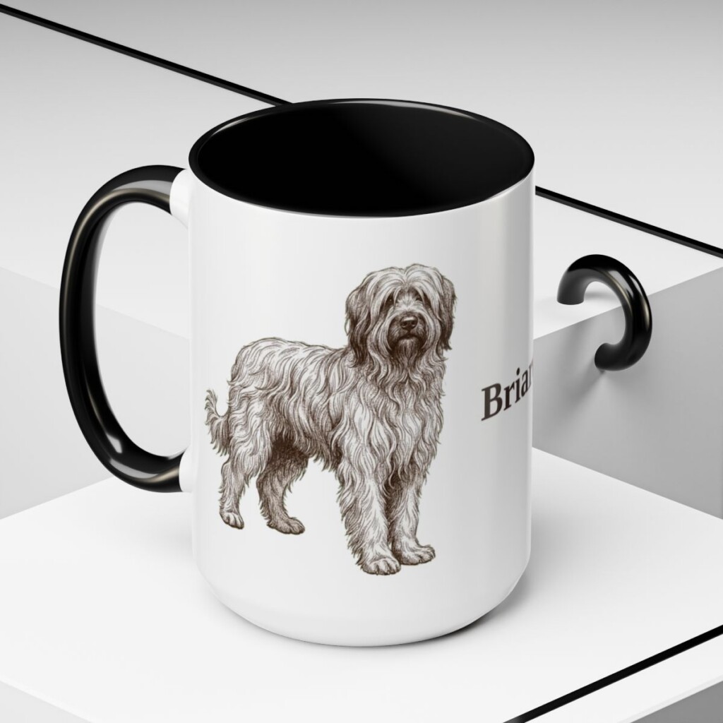 15oz Briard Mug, Black, lifestyle photo