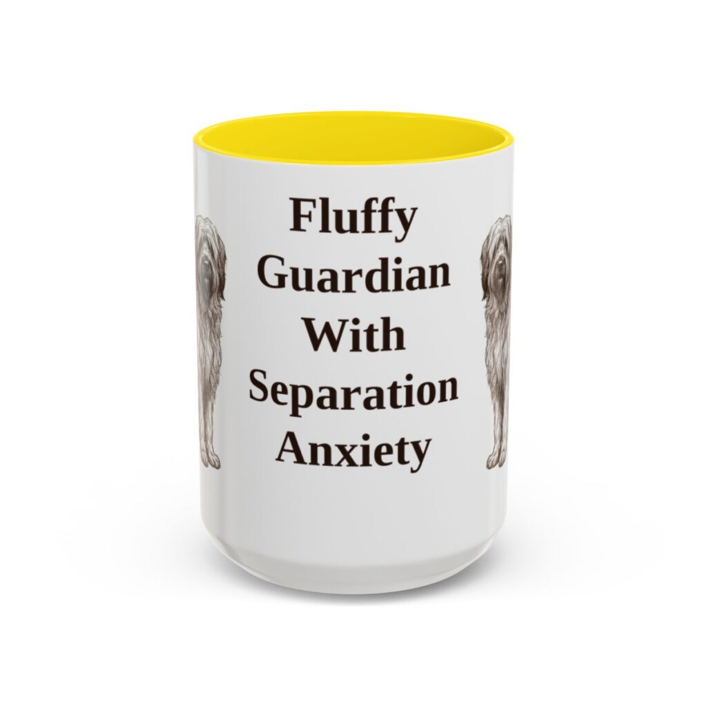 15oz-briard-mug-humor-yellow 15oz Funny Briard Mug, Yellow, front view