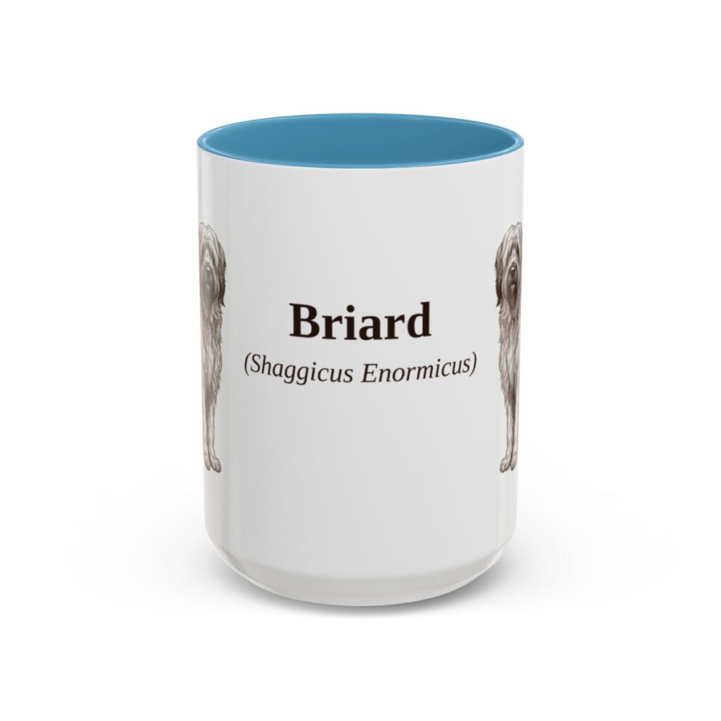 15oz Briard Latin Mug, Light Blue, front view