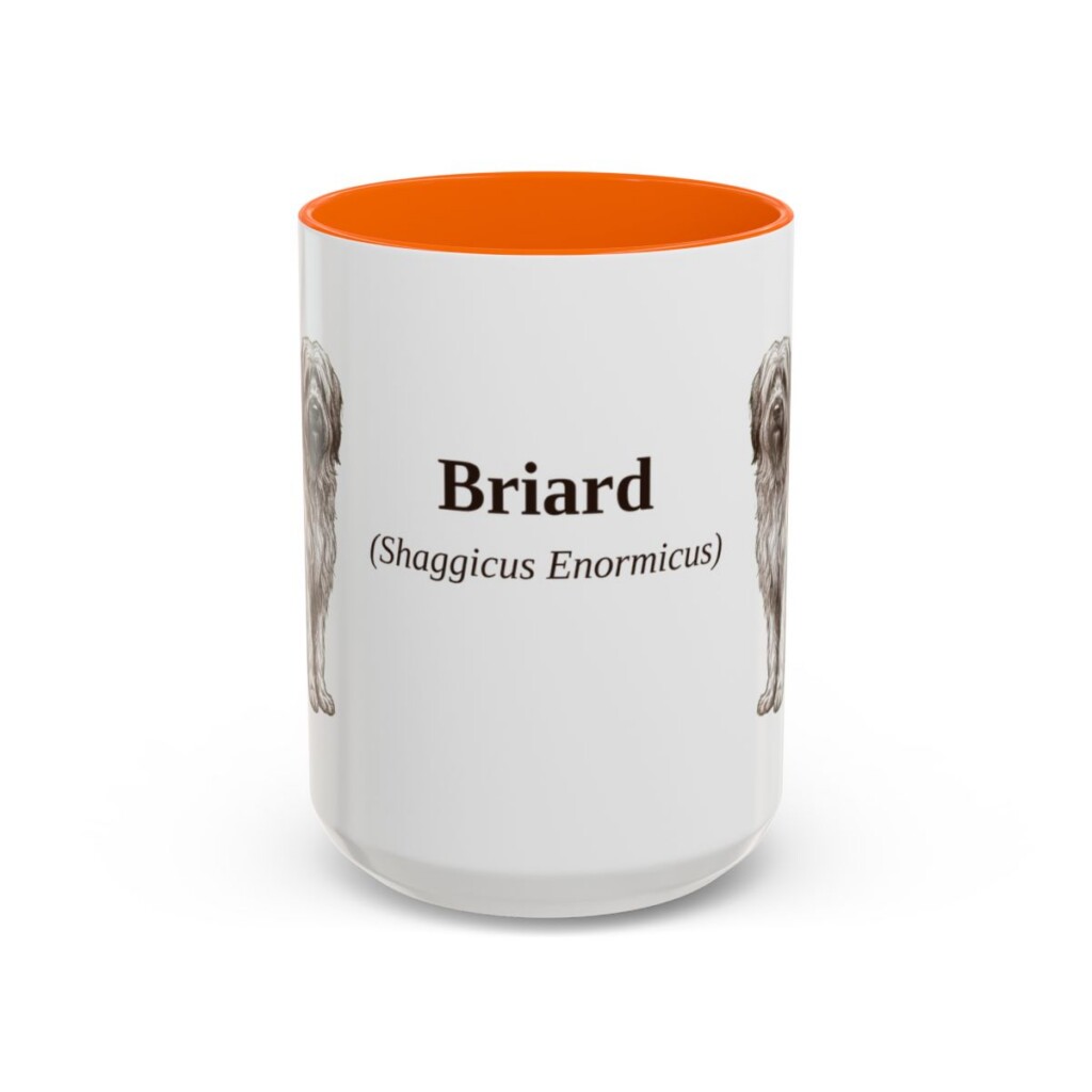 15oz Briard Latin Mug, Orange, front view