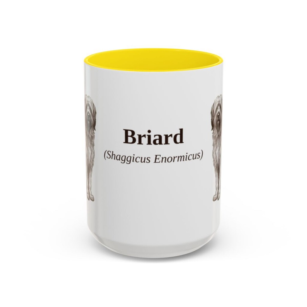 15oz Briard Latin Mug, Yellow, front view