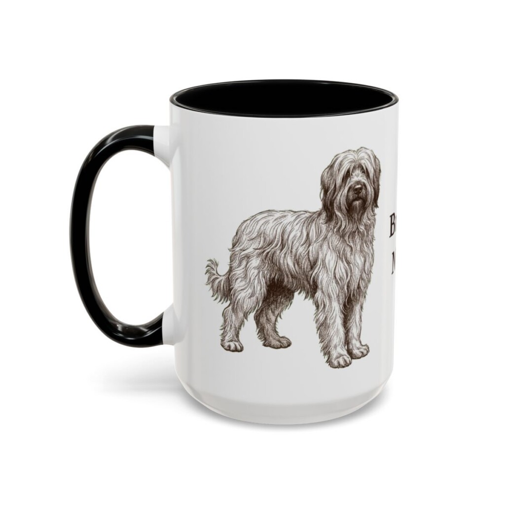15oz Briard Dog Mom Mug, Black, left side view