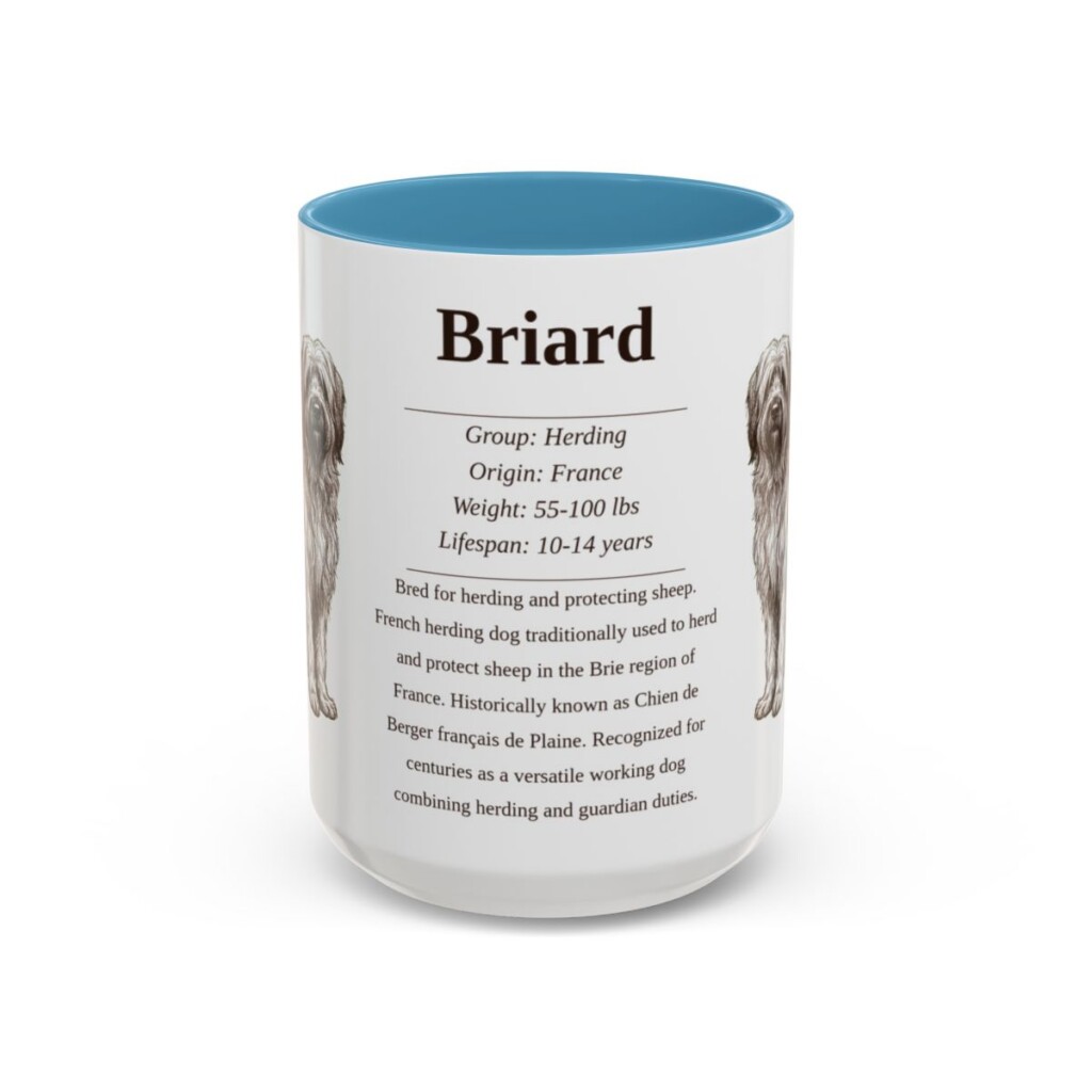 15oz Briard Mug, Light Blue, front view