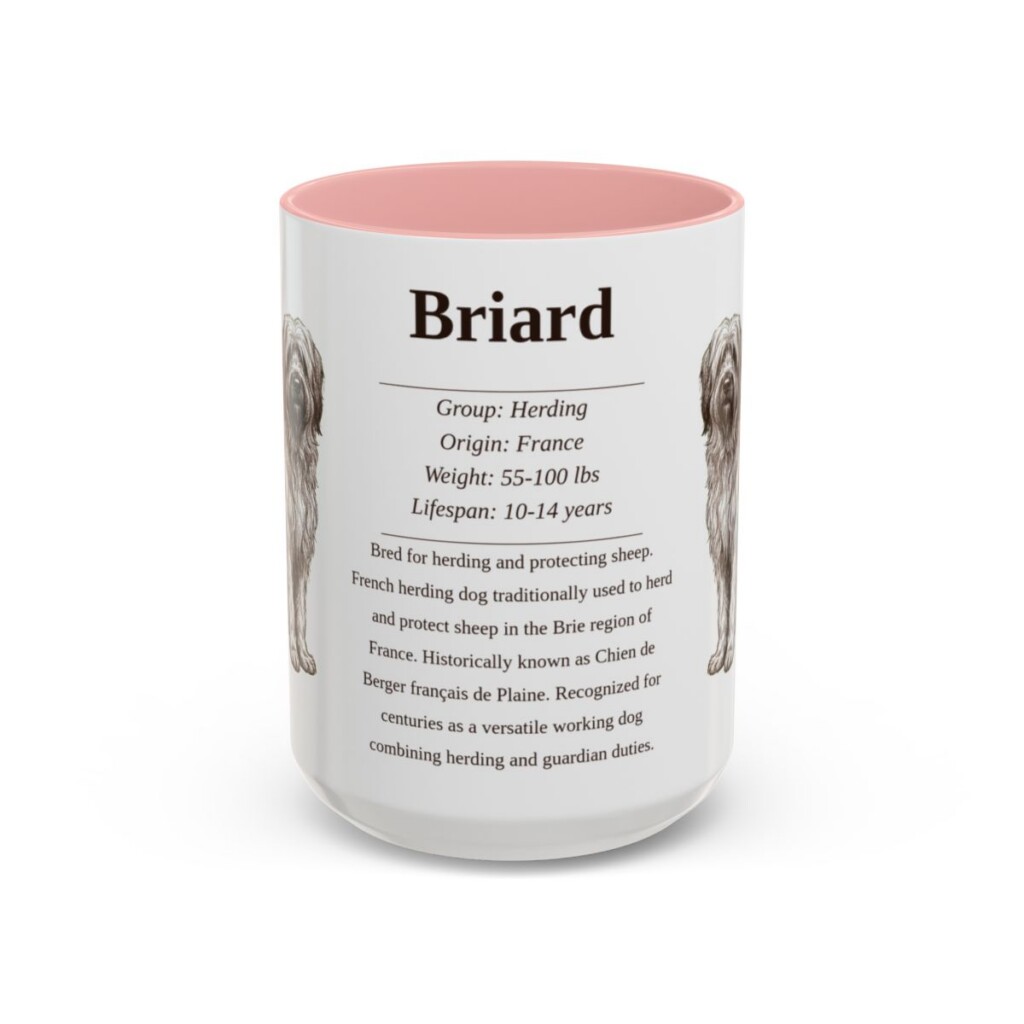 15oz Briard Mug, Pink, front view