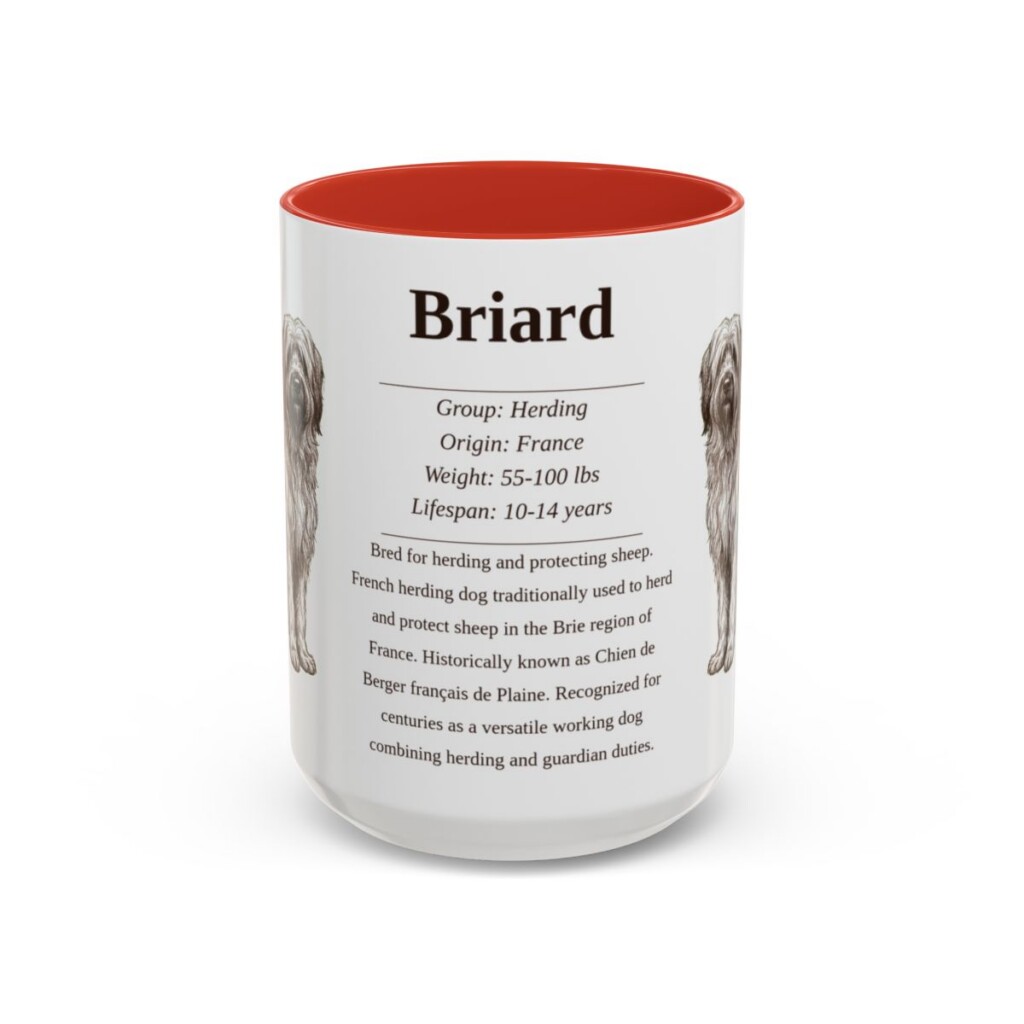 15oz Briard Mug, Red, front view
