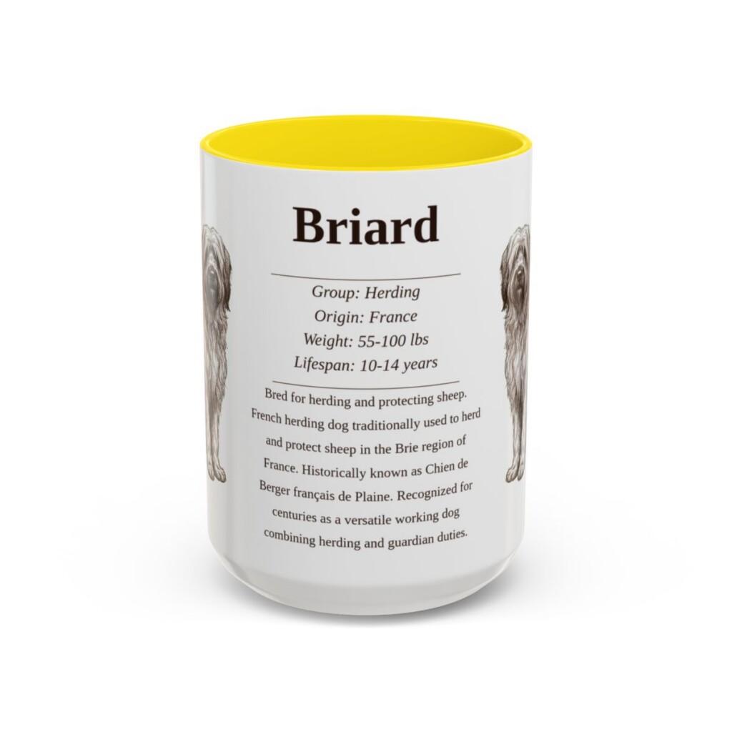 15oz Briard Mug, Yellow, front view