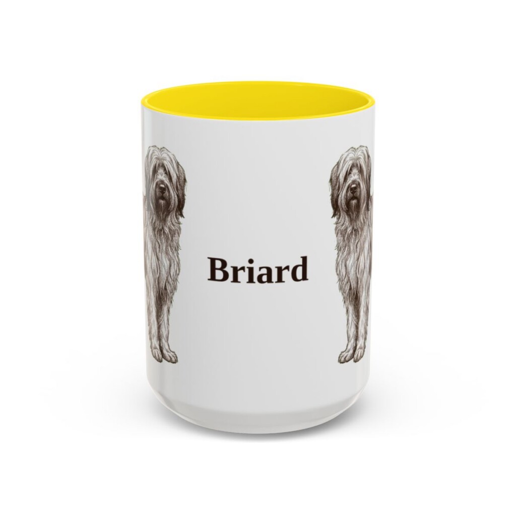 15oz Briard Mug, Yellow, front view