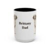 15oz Brittany Dog Dad Mug, Black, front view