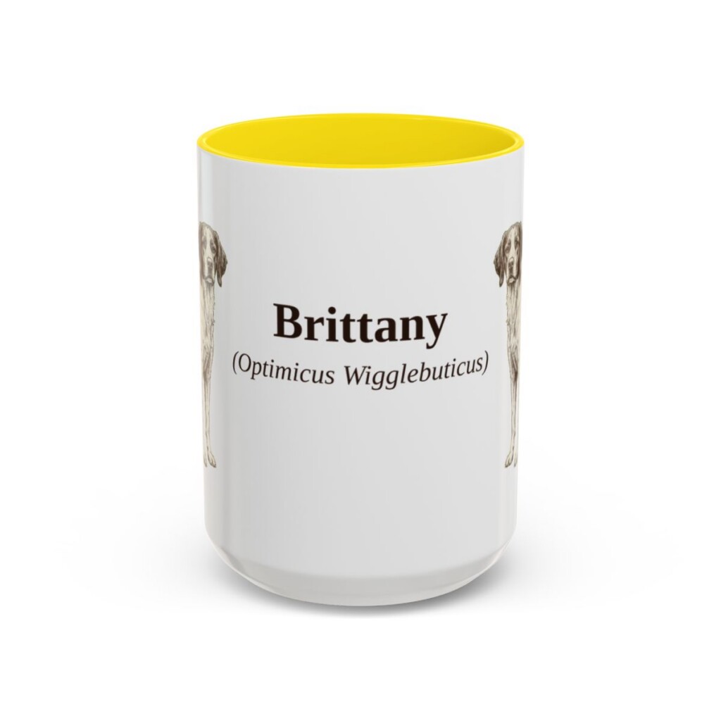 15oz Brittany Latin Mug, Yellow, front view