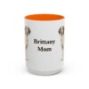 15oz Brittany Dog Mom Mug, Orange, front view