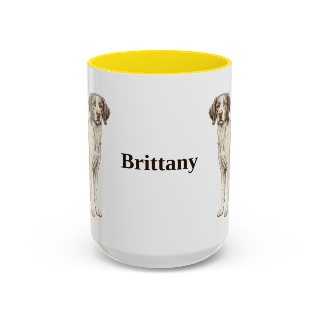15oz Brittany Mug, Yellow, front view