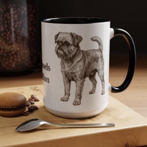 15oz Brussels Griffon Mug, Black, lifestyle photo