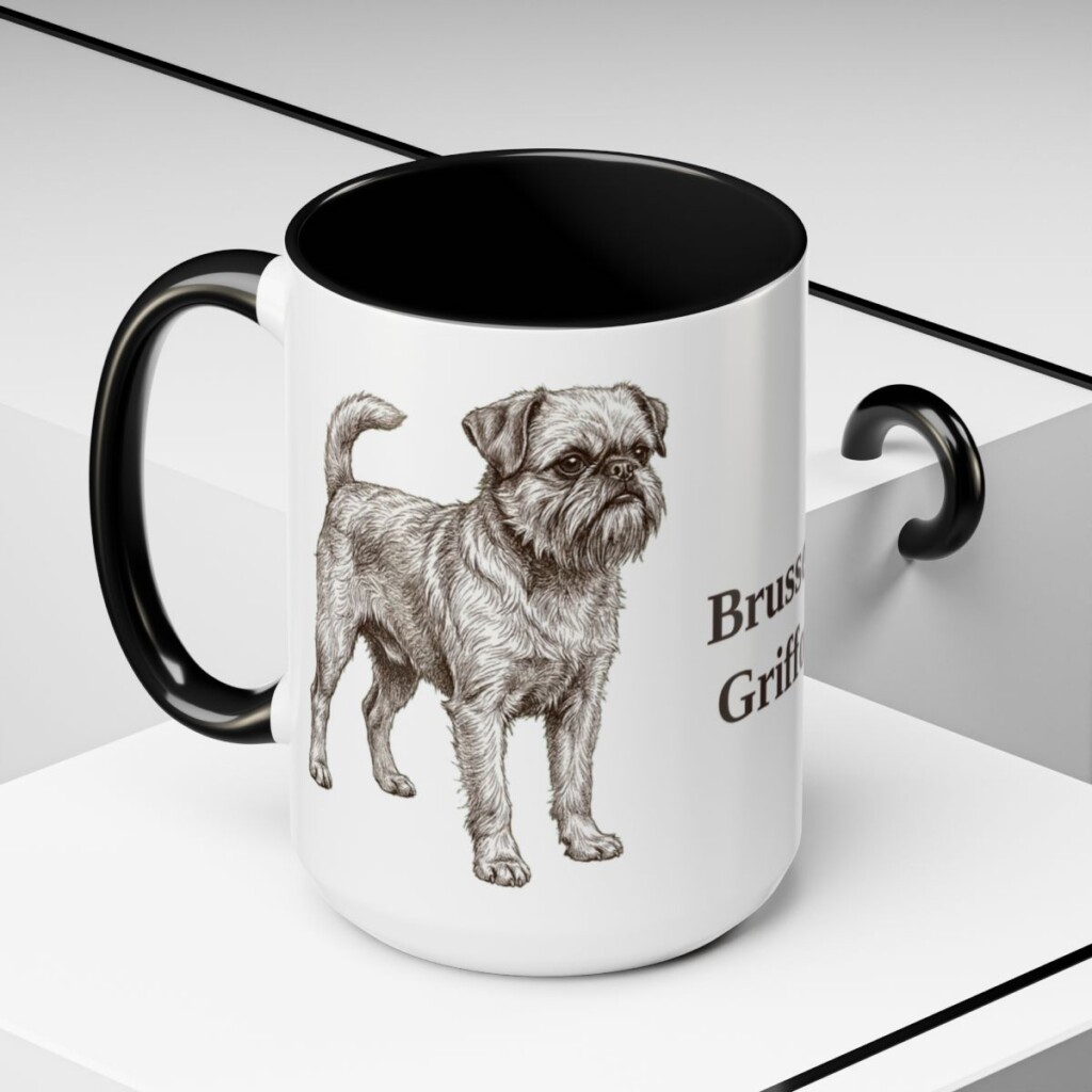 15oz Brussels Griffon Mug, Black, lifestyle photo