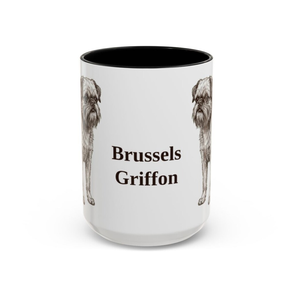 15oz Brussels Griffon Mug, Black, front view