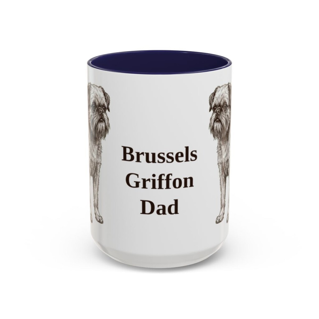 15oz Brussels Griffon Dog Dad Mug, Navy, front view