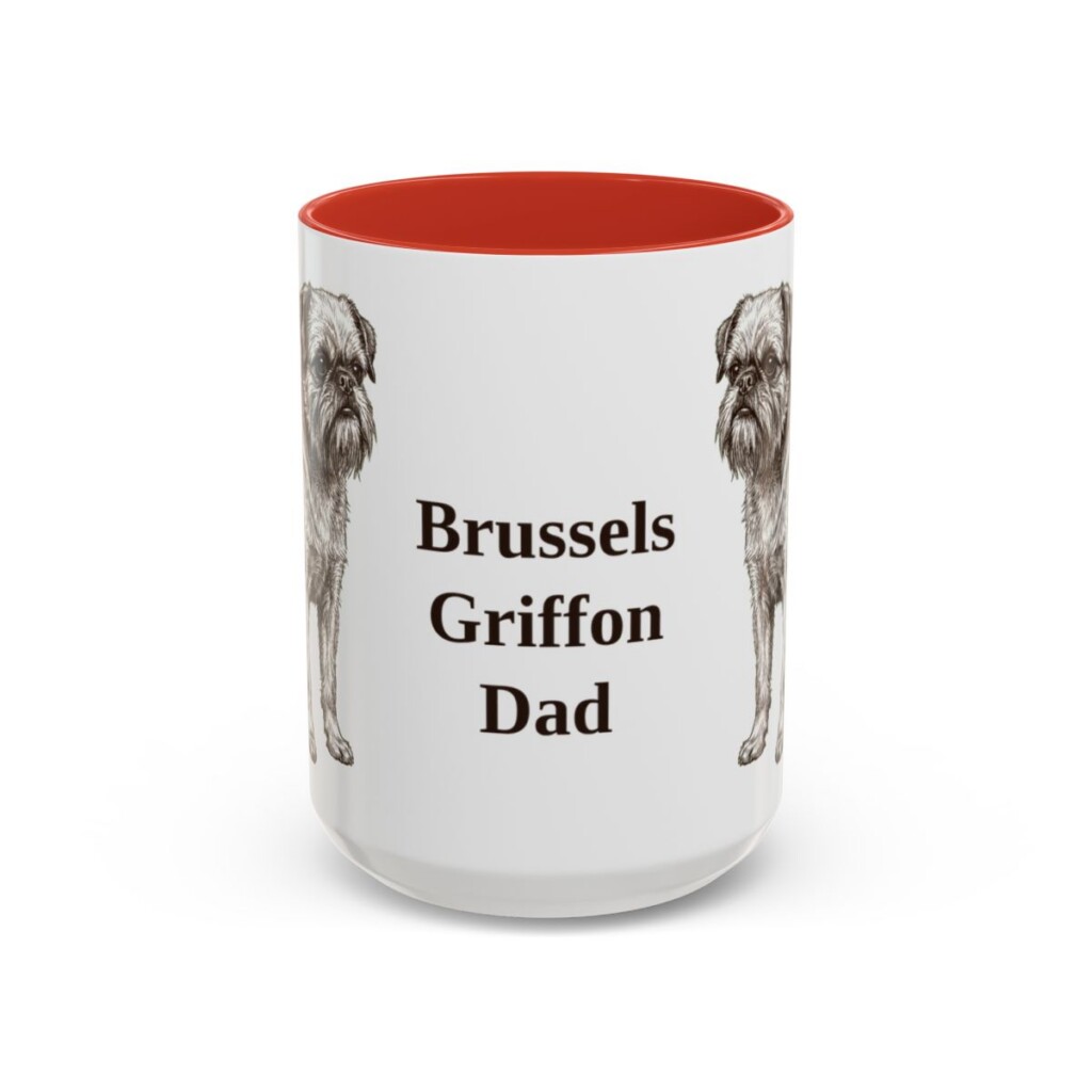 15oz Brussels Griffon Dog Dad Mug, Red, front view