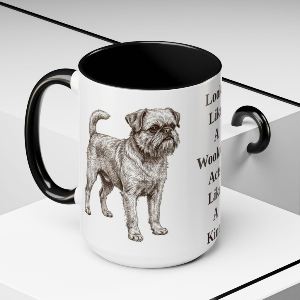 15oz Funny Brussels Griffon Mug, Black, lifestyle photo