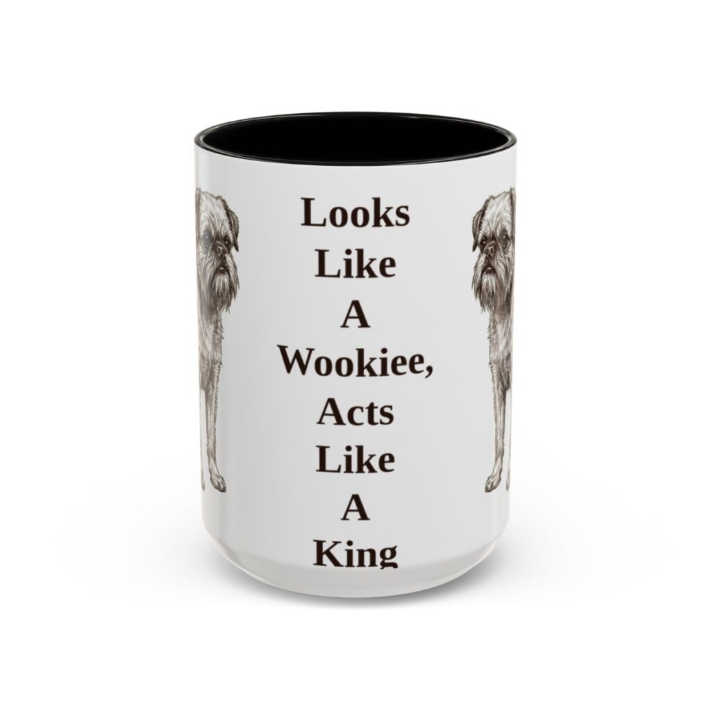 15oz Funny Brussels Griffon Mug, Black, front view