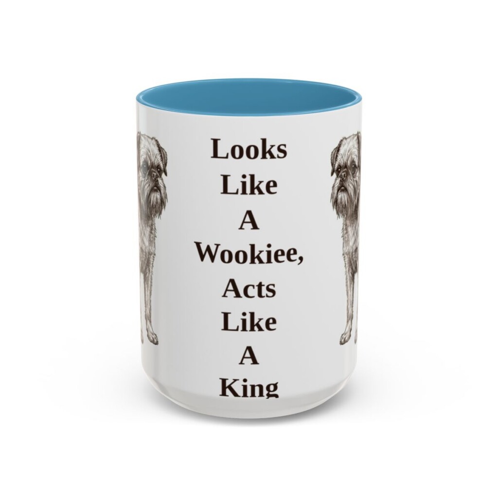 15oz Funny Brussels Griffon Mug, Light Blue, front view