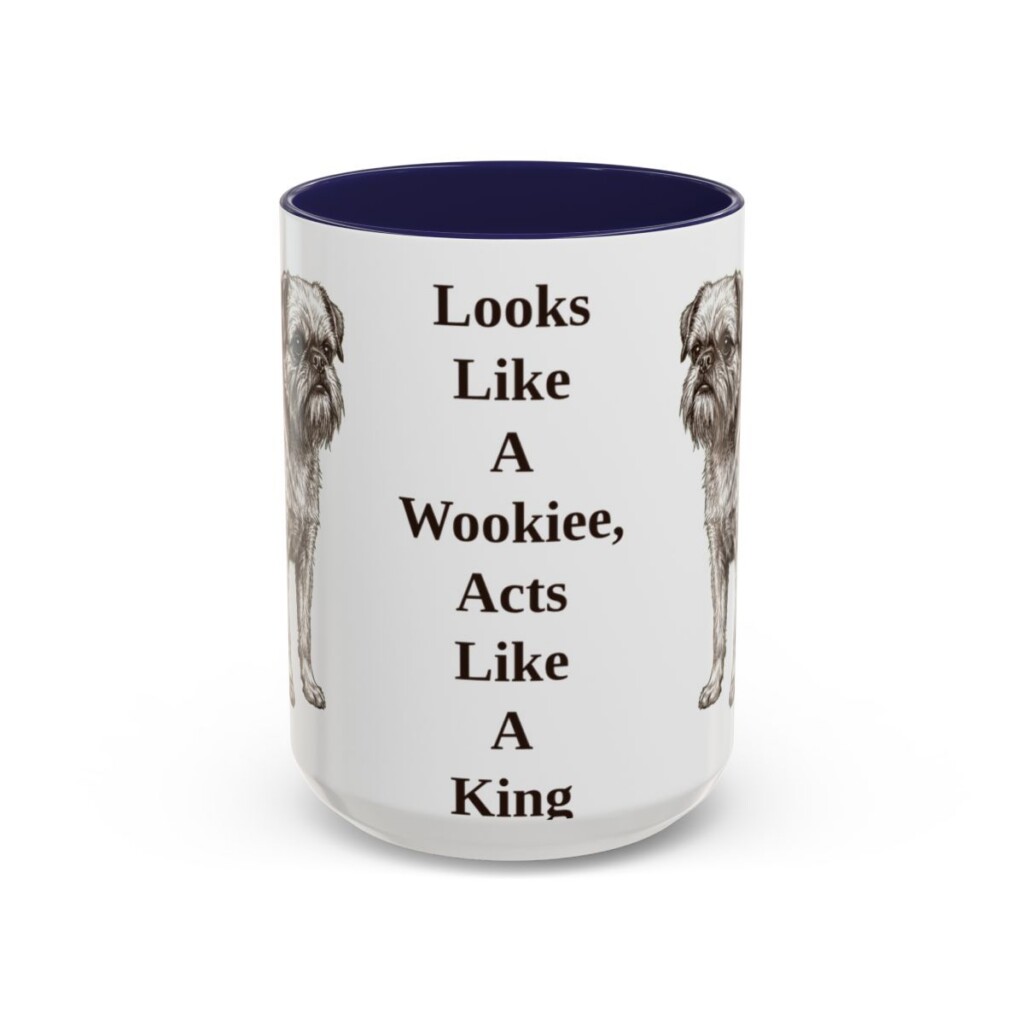 15oz Funny Brussels Griffon Mug, Navy, front view