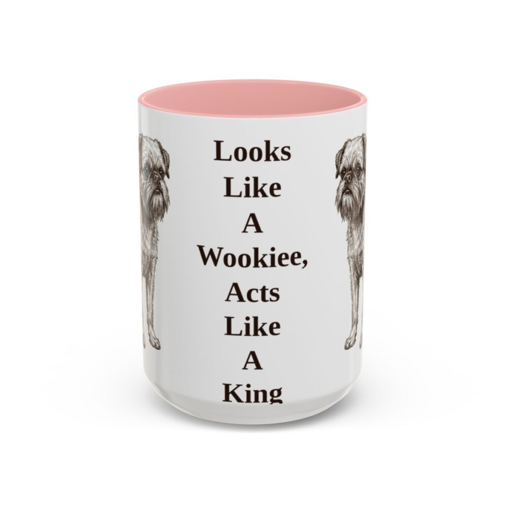 15oz Funny Brussels Griffon Mug, Pink, front view