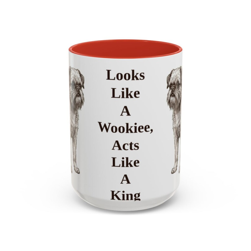 15oz Funny Brussels Griffon Mug, Red, front view