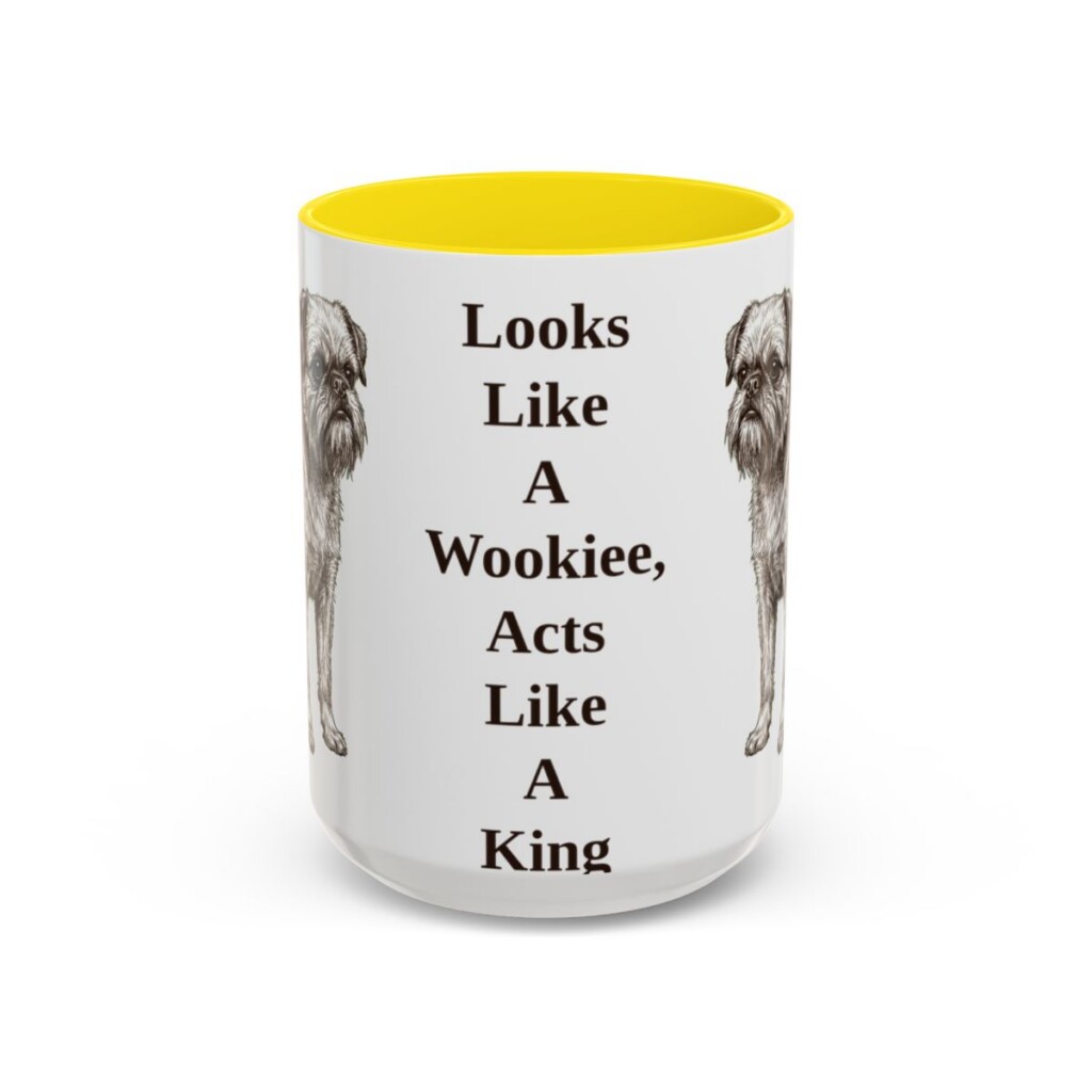 15oz Funny Brussels Griffon Mug, Yellow, front view
