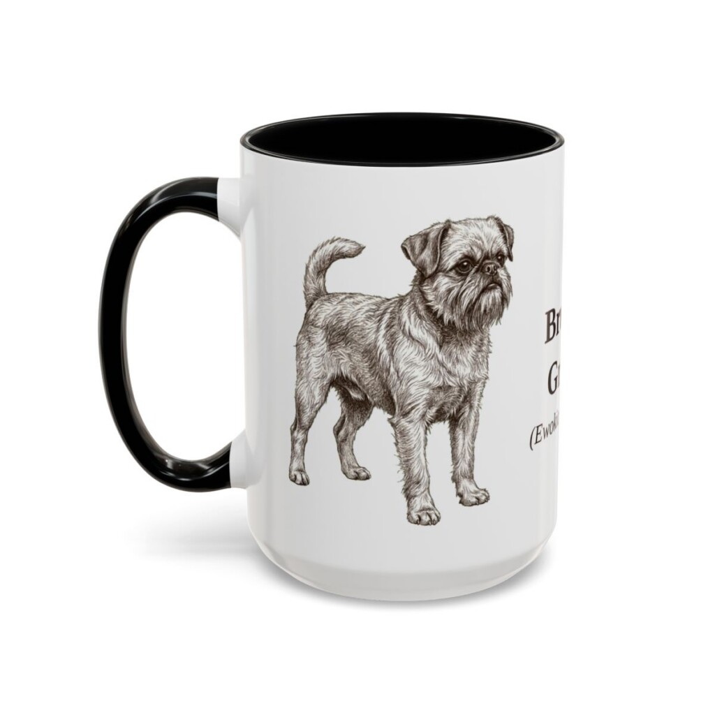 15oz Brussels Griffon Latin Mug, Black, left side view