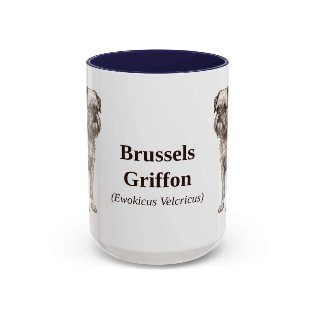 15oz Brussels Griffon Latin Mug, Navy, front view
