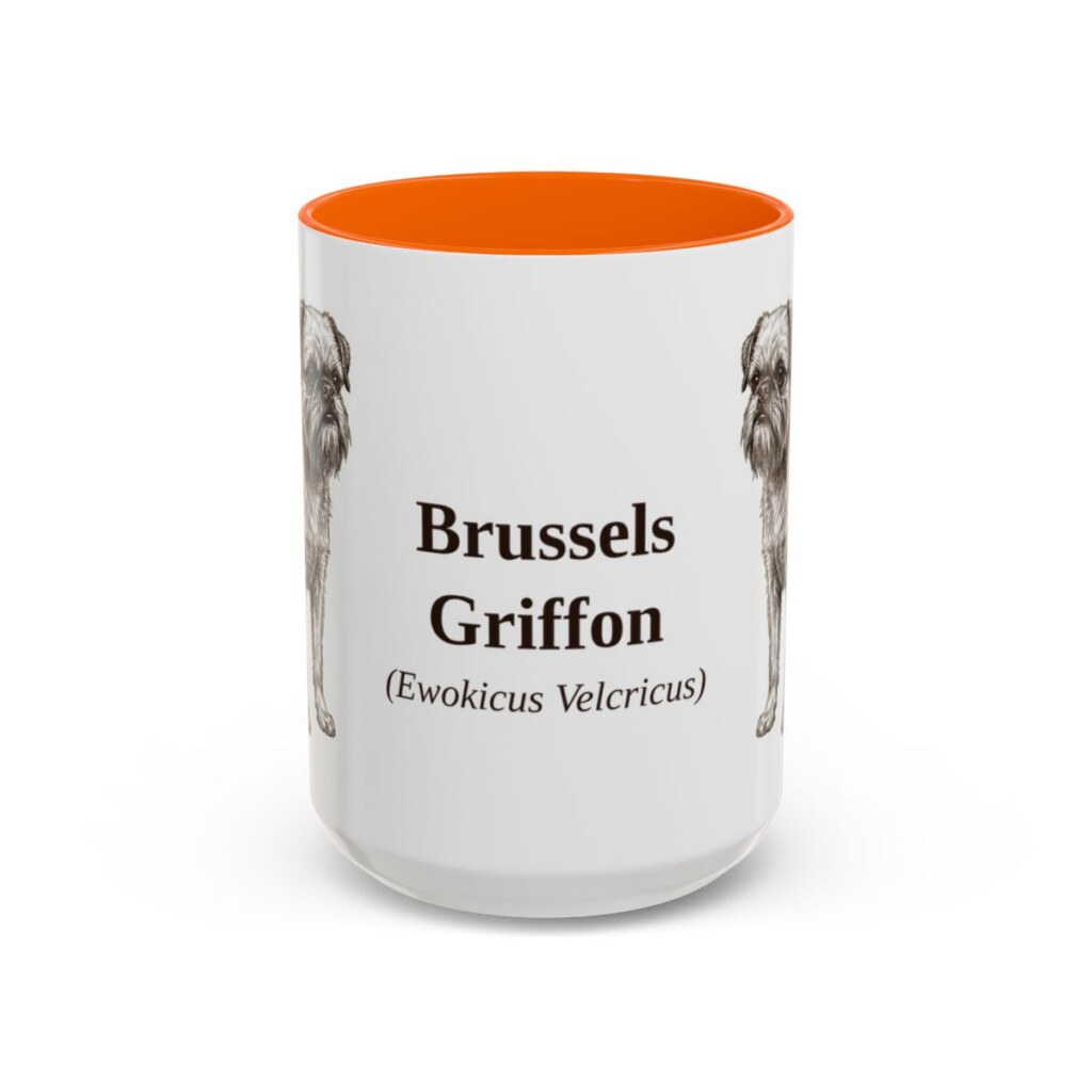 15oz Brussels Griffon Latin Mug, Orange, front view
