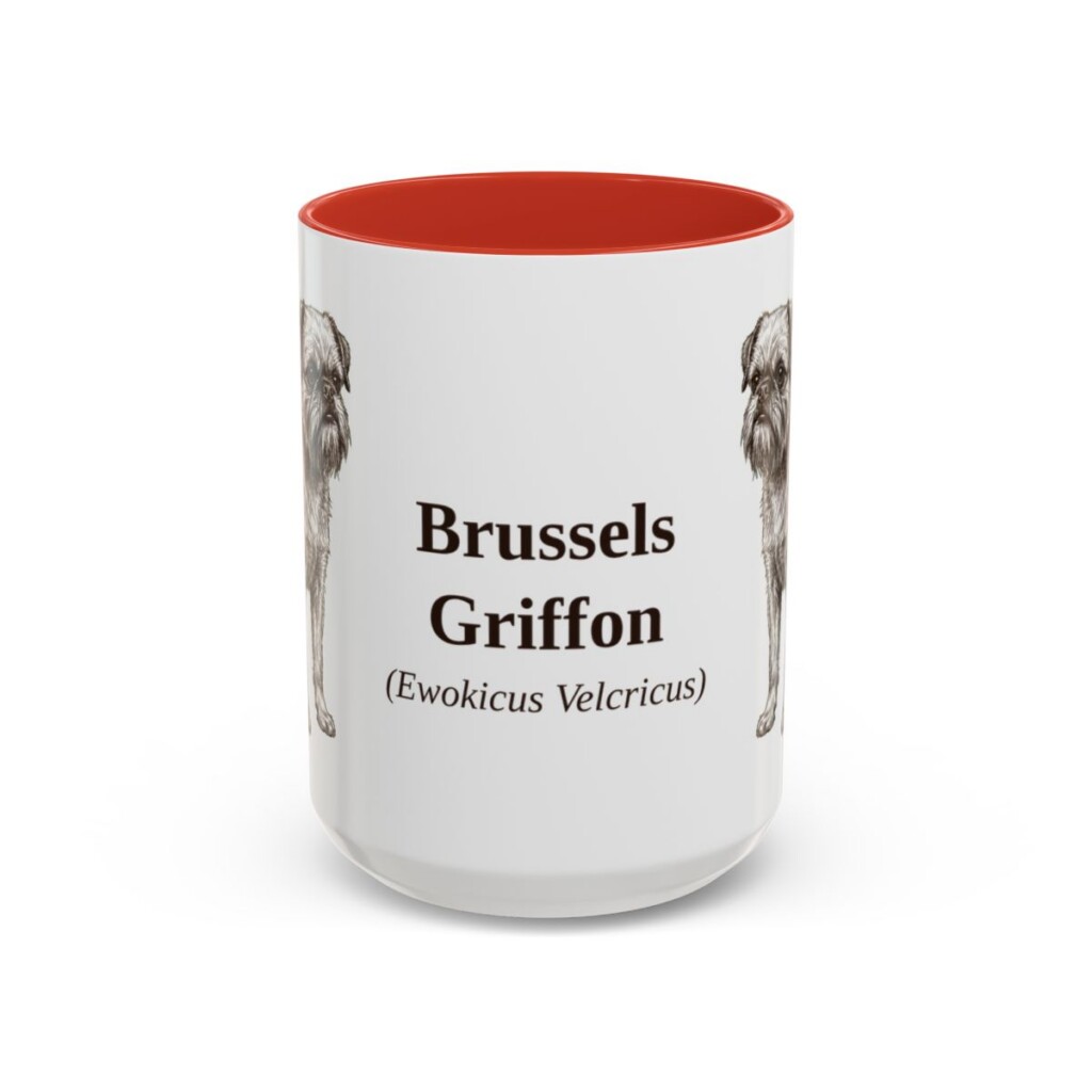 15oz Brussels Griffon Latin Mug, Red, front view