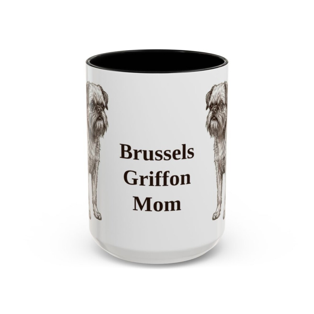 15oz Brussels Griffon Dog Mom Mug, Black, front view