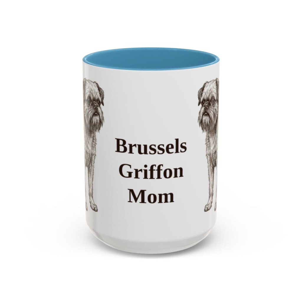 15oz Brussels Griffon Dog Mom Mug, Light Blue, front view