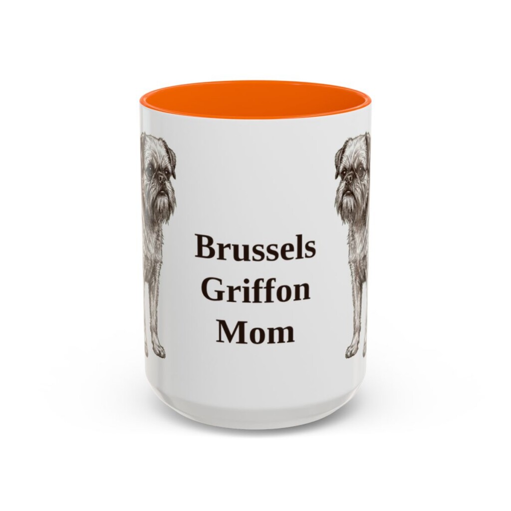 15oz Brussels Griffon Dog Mom Mug, Orange, front view