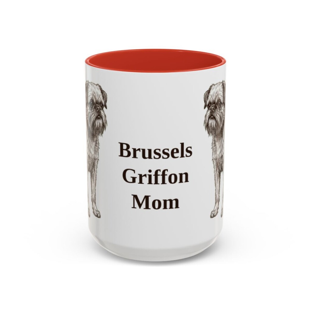 15oz Brussels Griffon Dog Mom Mug, Red, front view