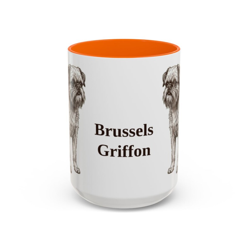 15oz Brussels Griffon Mug, Orange, front view