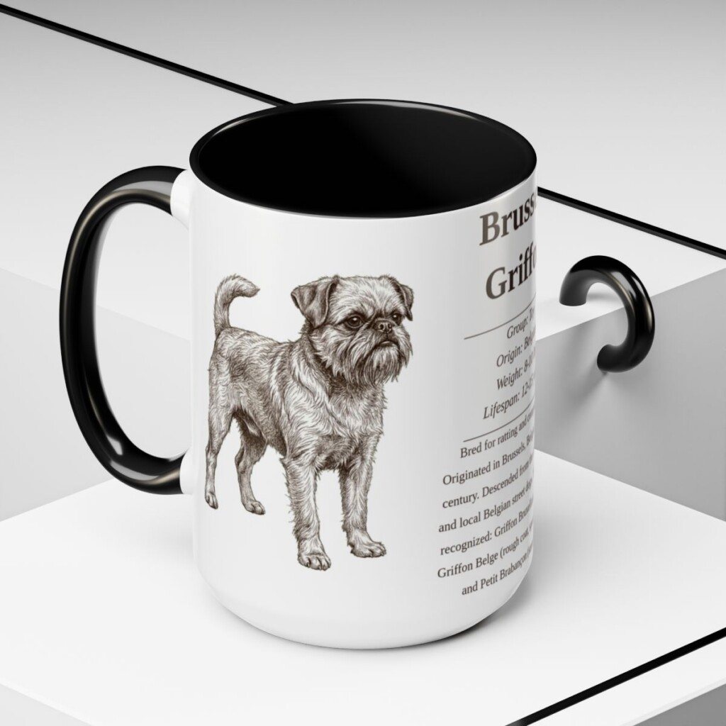 15oz Brussels Griffon Mug, Black, lifestyle photo