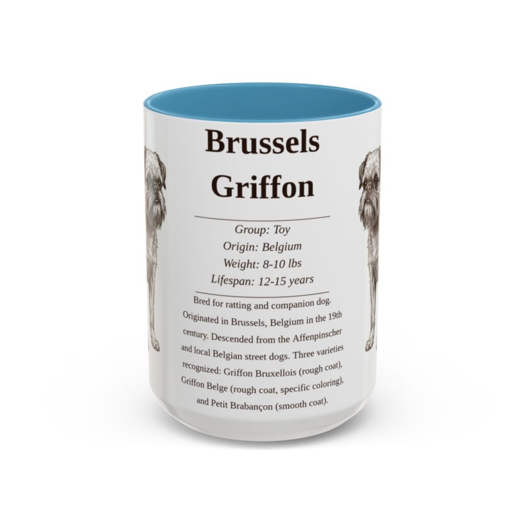 15oz Brussels Griffon Mug, Light Blue, front view